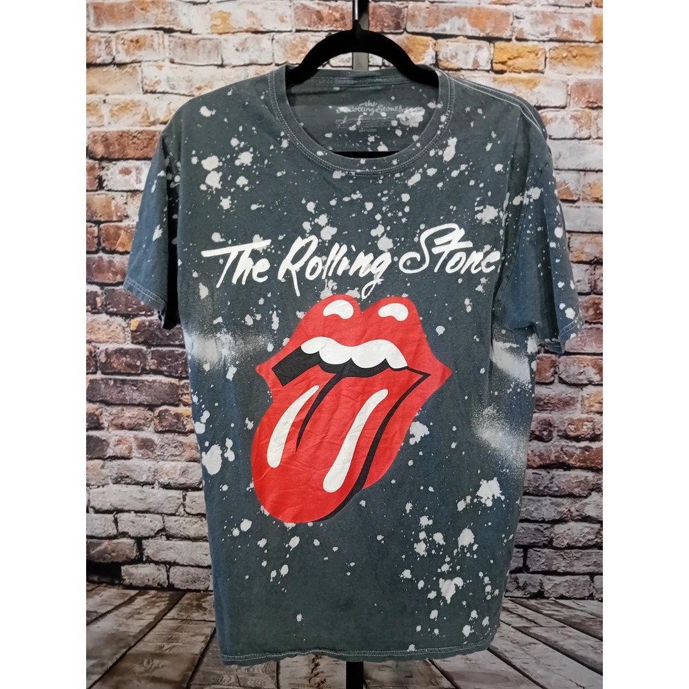 Rolling Stones Men's Small T Shirt Official Lips Gray Splatter Effect